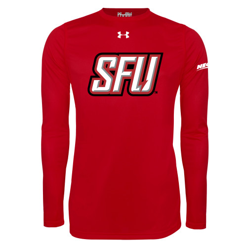 Under Armour Red Long Sleeve Tech Tee-Northeast Conference Saint Francis University Primary Mark