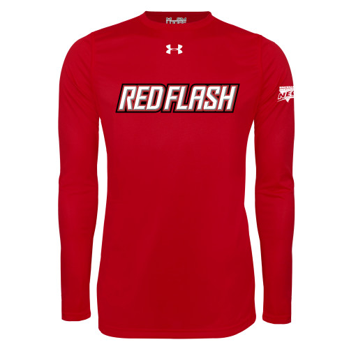 Under Armour Red Long Sleeve Tech Tee-Northeast Conference Saint Francis University Red Flash Wordmark
