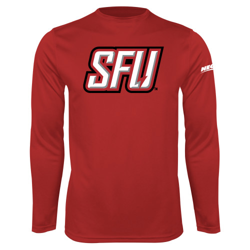 Red Performance Long Sleeve Shirt-Northeast Conference Saint Francis University Primary Mark