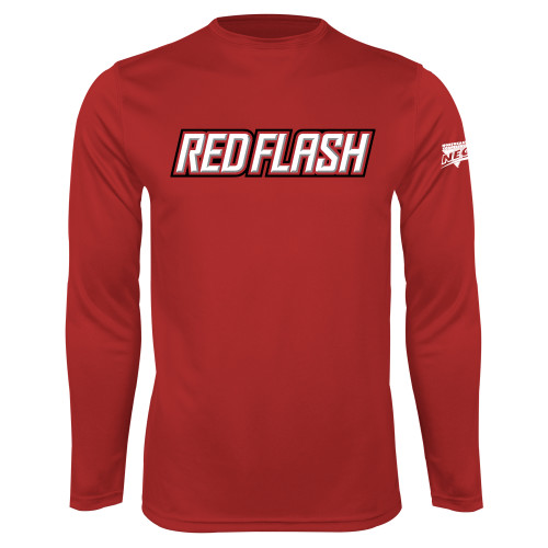 Red Performance Long Sleeve Shirt-Northeast Conference Saint Francis University Red Flash Wordmark