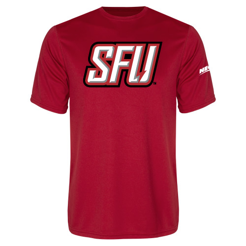 Red Performance Tee-Northeast Conference Saint Francis University Primary Mark