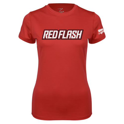 Womens Red Performance Tee-Northeast Conference Saint Francis University Red Flash Wordmark