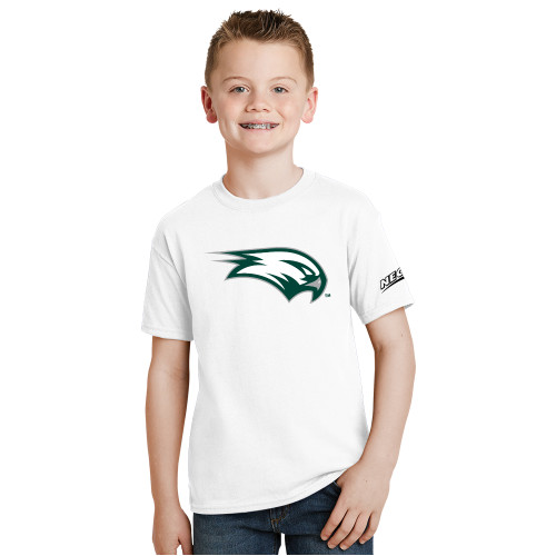 Youth White T Shirt-Northeast Conference Wagner College Mascot Mark