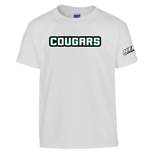 Youth White T Shirt-Cougars Wordmark