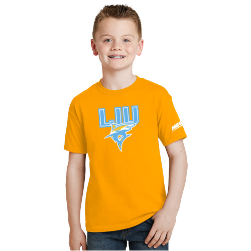 Youth Gold T-Shirt-Northeast Conference Long Island University Primary Mark