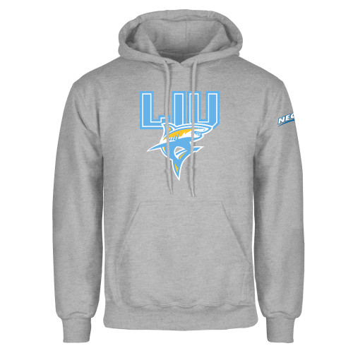Grey Fleece Hoodie-Northeast Conference Long Island University Primary Mark