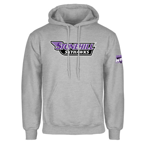 Grey Fleece Hoodie-NEC Stonehill Skyhawks Wordmark