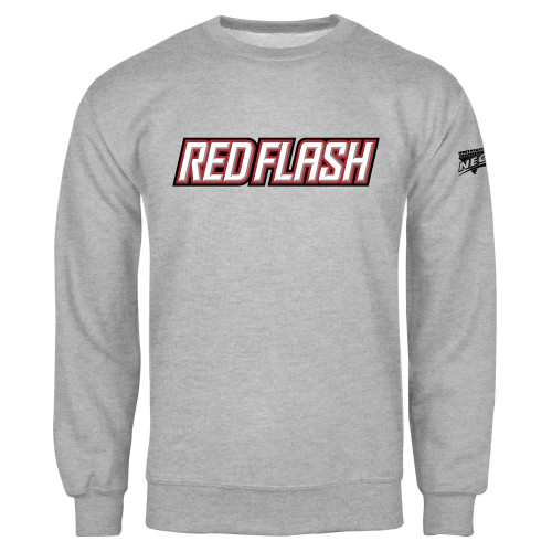 Grey Fleece Crew-Northeast Conference Saint Francis University Red Flash Wordmark