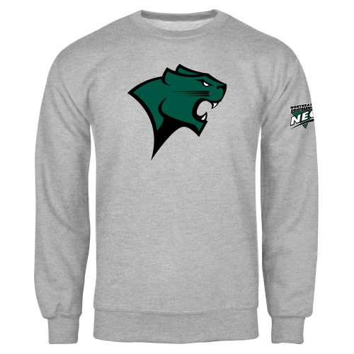Grey Fleece Crew-Chicago State University Cougar Head
