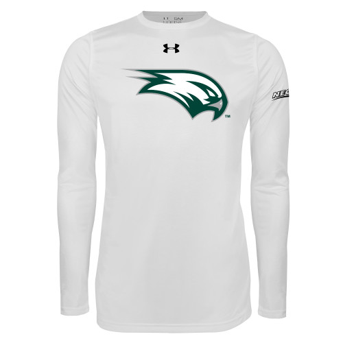 Under Armour White Long Sleeve Tech Tee-Northeast Conference Wagner College Mascot Mark