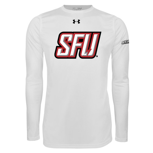 Under Armour White Long Sleeve Tech Tee-Northeast Conference Saint Francis University Primary Mark