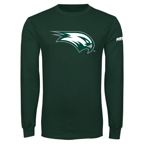 Dark Green Long Sleeve T Shirt-Northeast Conference Wagner College Mascot Mark