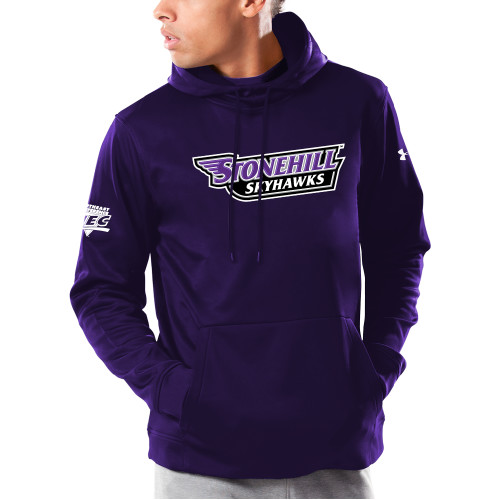 Under Armour Purple Armour Fleece Hoodie-NEC Stonehill Skyhawks Wordmark