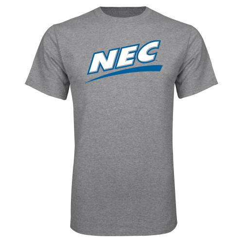 Grey T Shirt-Northeast Conference NEC Flat Mark
