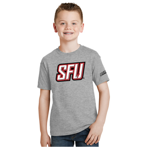 Youth Grey T Shirt-Northeast Conference Saint Francis University Primary Mark