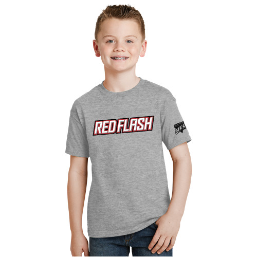 Youth Grey T Shirt-Northeast Conference Saint Francis University Red Flash Wordmark