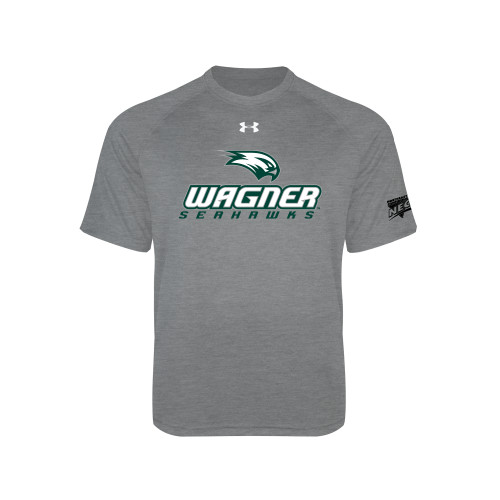 Under Armour Youth Grey Tech Tee-Northeast Conference Wagner College Wagner Seahawks Stacked Mark
