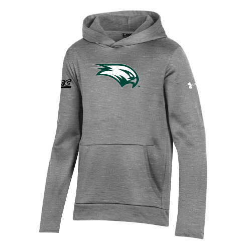 Under Armour Youth Grey Fleece Hoodie-Northeast Conference Wagner College Mascot Mark