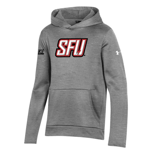 Under Armour Youth Grey Fleece Hoodie-Northeast Conference Saint Francis University Primary Mark