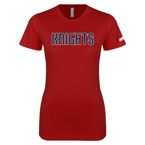 Next Level Womens Cardinal Boyfriend Tee-NEC Fairleigh Knights Wordmark