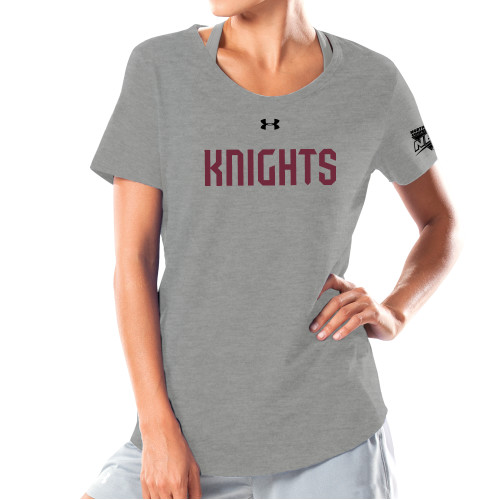 Under Armour Womens Grey Charged Cotton Tee-NEC Fairleigh Knights Wordmark