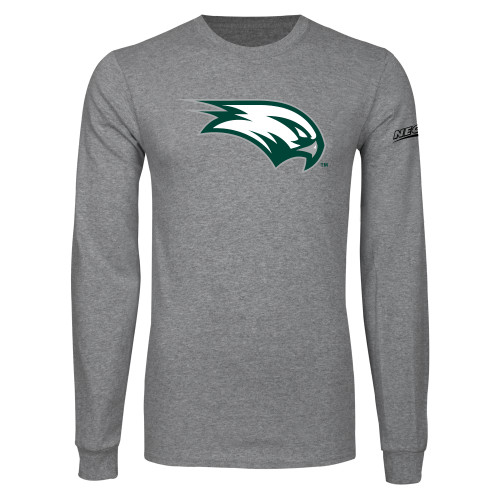 Grey Long Sleeve T Shirt-Northeast Conference Wagner College Mascot Mark