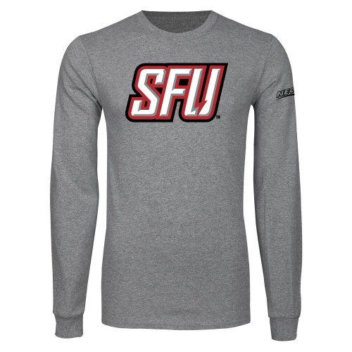 Grey Long Sleeve T Shirt-Northeast Conference Saint Francis University Primary Mark
