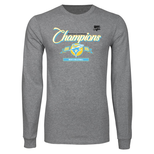 Grey Long Sleeve T Shirt-2023 Mens Volleyball Champs