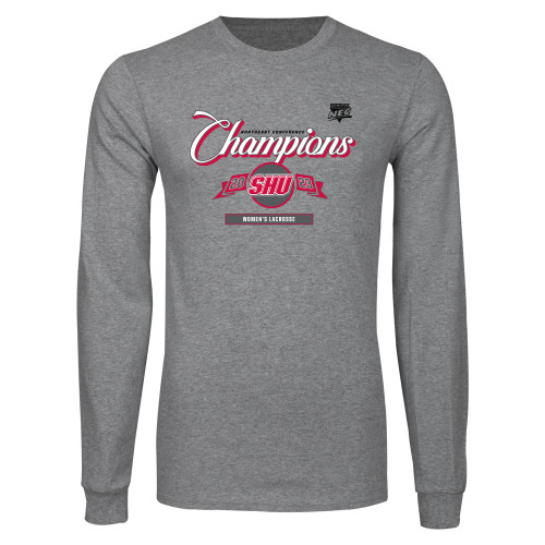 Grey Long Sleeve T Shirt-2023 SHU Womens Lacrosse Champs
