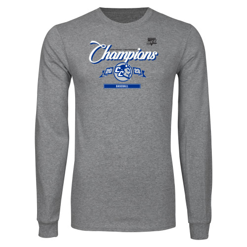 Grey Long Sleeve T Shirt-2023 CCSU Baseball Champs