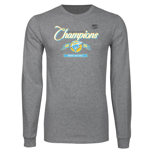 Grey Long Sleeve T Shirt-2023 LIU Womens Volleyball Champs