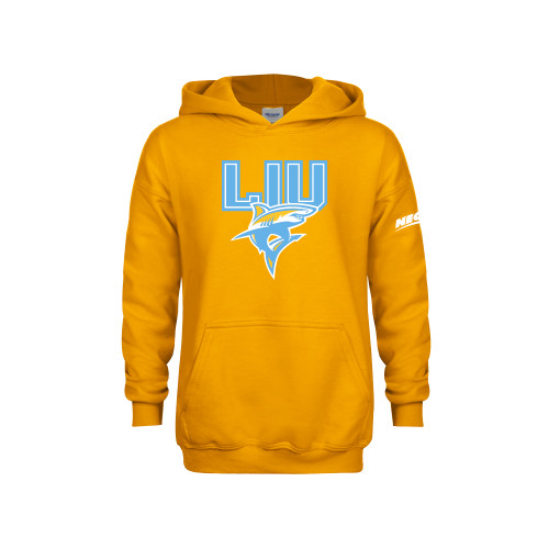 Youth Gold Fleece Hoodie-Northeast Conference Long Island University Primary Mark