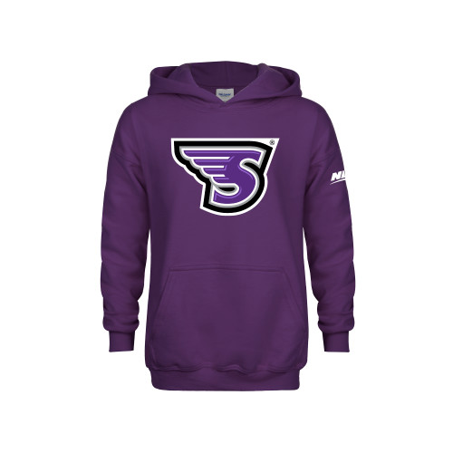 Youth Purple Fleece Hoodie-NEC Stonehill S