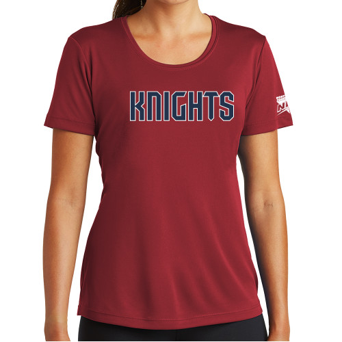 Womens Cardinal Performance Short Sleeve Tee-NEC Fairleigh Knights Wordmark