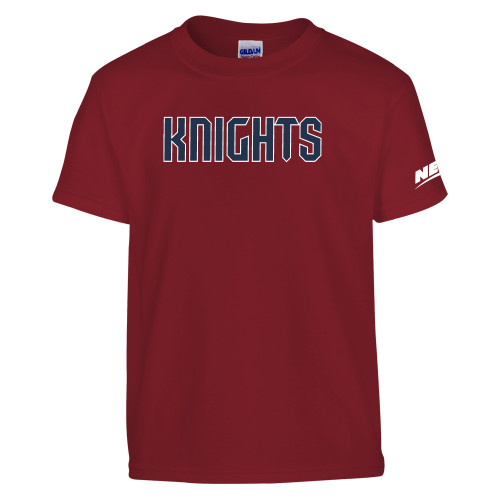 Youth Cardinal T Shirt-NEC Fairleigh Knights Wordmark
