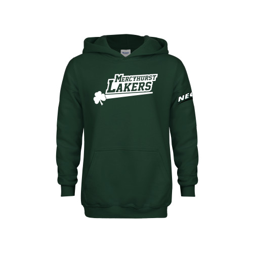 Youth Dark Green Fleece Hoodie-Mercyhurst Lakers Wordmark