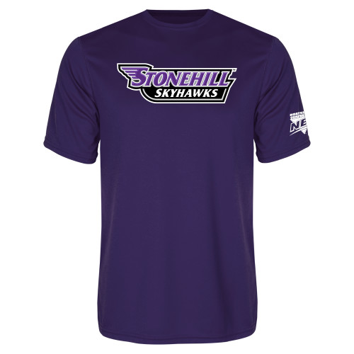 Purple Performance Tee-NEC Stonehill Skyhawks Wordmark