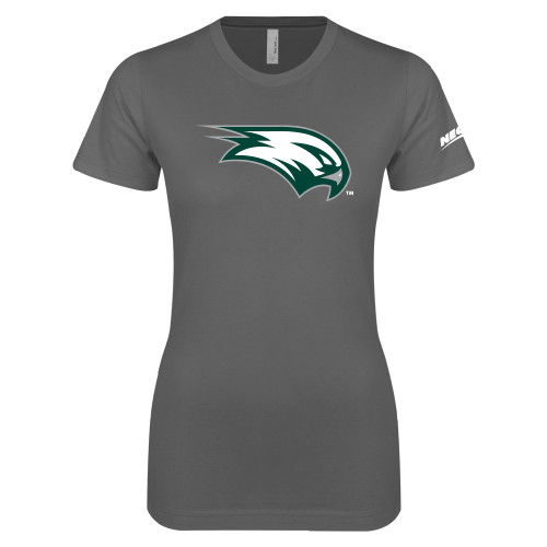 Next Level Womens Charcoal Boyfriend Tee-Northeast Conference Wagner College Mascot Mark