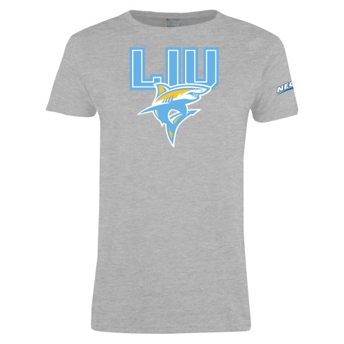 Womens Grey Short Sleeve Tee-Northeast Conference Long Island University Primary Mark