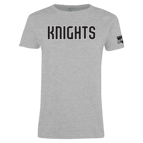 Womens Grey Short Sleeve Tee-NEC Fairleigh Knights Wordmark