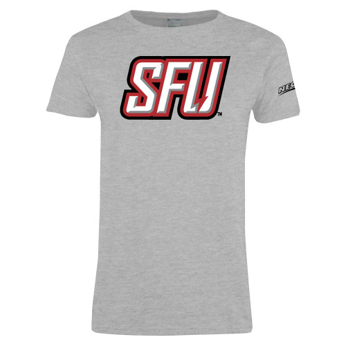 Womens Grey Short Sleeve Tee-Northeast Conference Saint Francis University Primary Mark