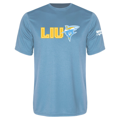 Light Blue Performance Tee-Northeast Conference Long Island University LIU with Mascot Flat