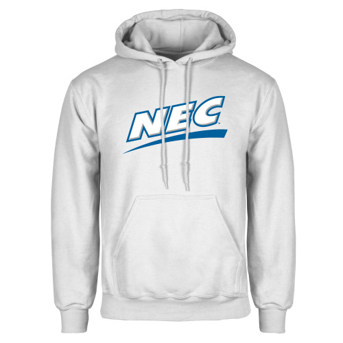 White Fleece Hoodie-Northeast Conference NEC Flat Mark