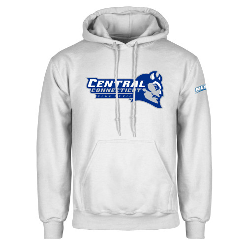 White Fleece Hoodie-Northeast Conference Central Connecticut Primary Mark