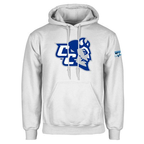 White Fleece Hoodie-Northeast Conference Central Connecticut CC Mascot Mark