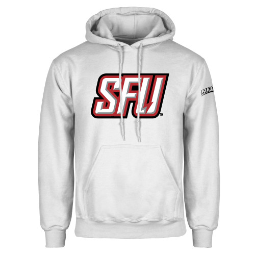 White Fleece Hoodie-Northeast Conference Saint Francis University Primary Mark