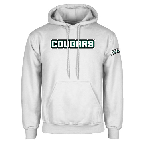 White Fleece Hoodie-Cougars Wordmark