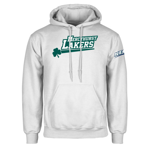White Fleece Hoodie-Mercyhurst Lakers Wordmark