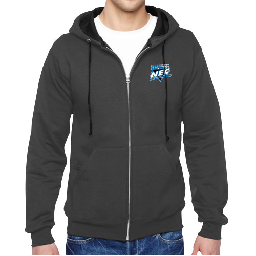 Charcoal Fleece Full Zip Hoodie-Northeast Conference NEC Full Mark