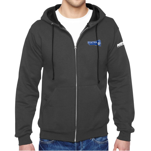 Charcoal Fleece Full Zip Hoodie-Northeast Conference Central Connecticut Primary Mark